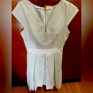 Ted Baker Grey Pleated Woven textured brocade style skater Dress!